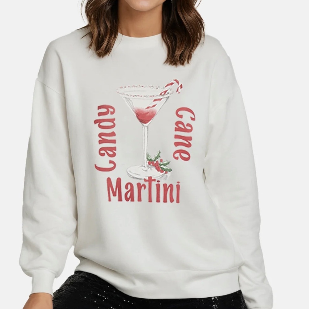 New Wildfox Peppermint Cody Sweatshirt in Snow White candy cane martini crewneck